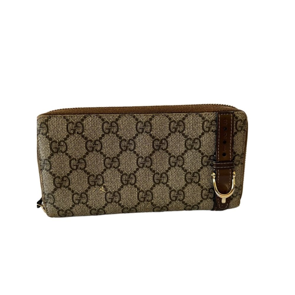 097133A Authentic Gucci Wallet Long GG Logo Horse Bit Zip Around